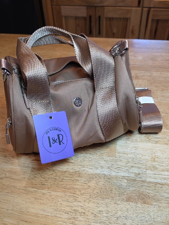 Iris & Rainbow Handbags - Iris & Rainbow Metallic Bronze Women's Crossbody Duffel Bag